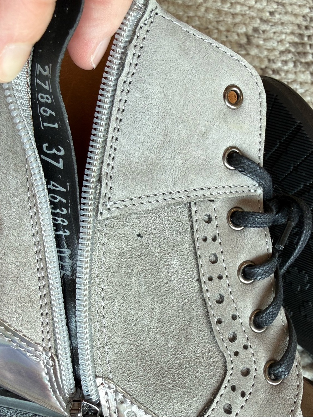 NWOB Embassy London Metallic Silver Combat Boots 37 - Picture 10 of 13